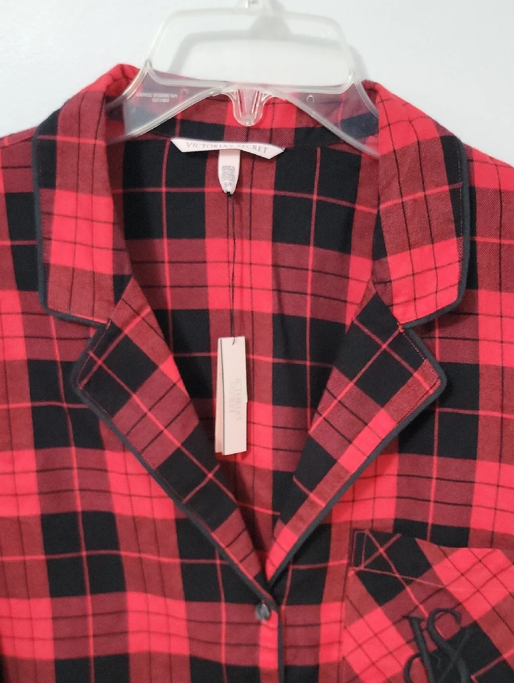 Victoria's Secret Red and Black Buffalo Plaid Pajama Shirt, Size Small